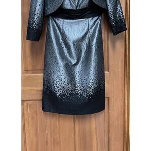 NEW MON CHERI women's spaghetti strap zip short dress with jacket in gray/black